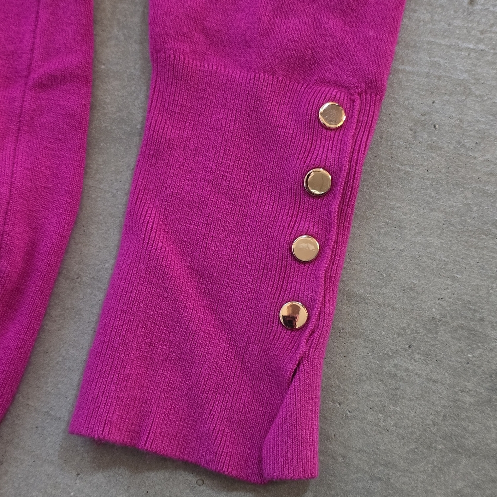 Zara | Long Sleeve round neck cardigan Fushia Small - Picture 4 of 4